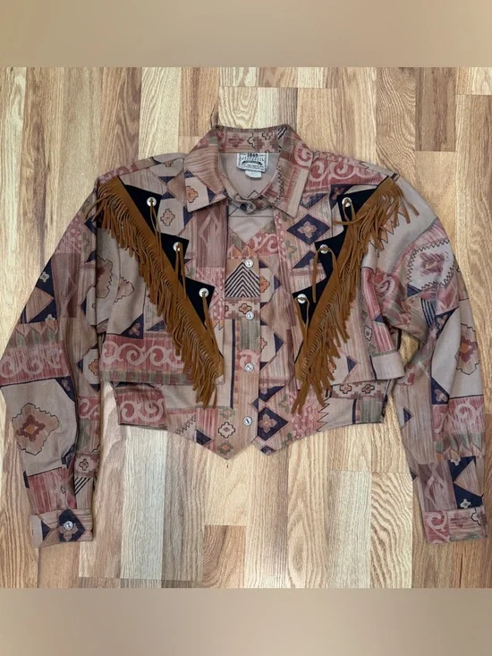 Vintage 1849 Authentic Ranchwear Two-Piece Southwestern Fringe Top - Picture 3 of 6